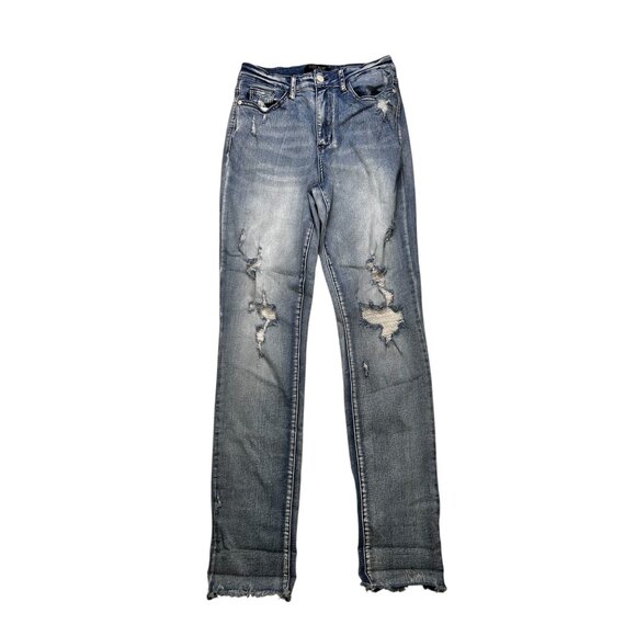 Judy Blue Boyfriend Fit 7/28 Distressed Jeans Casual Stretch - Picture 1 of 5
